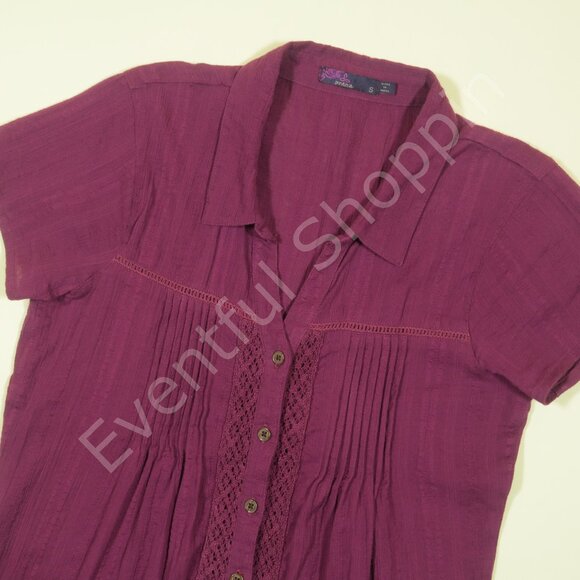 Prana Shirt Womens S Magenta Katya Organic Pintuck Princess Seams Bright Boho - Picture 1 of 7